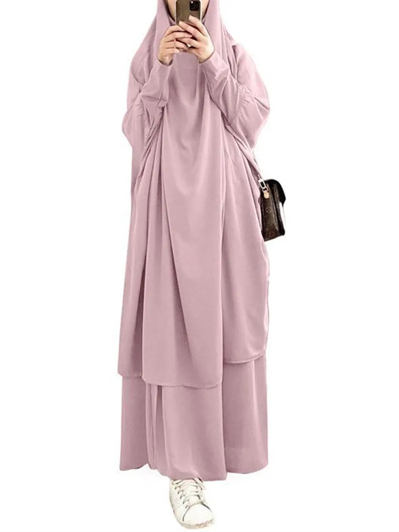 Islamic Prayer Clothes 2 Pieces Set for Women Abaya Muslim Prayer Dress Khimar Niqab Gifts for Her Long Khimar Ramadan Gown