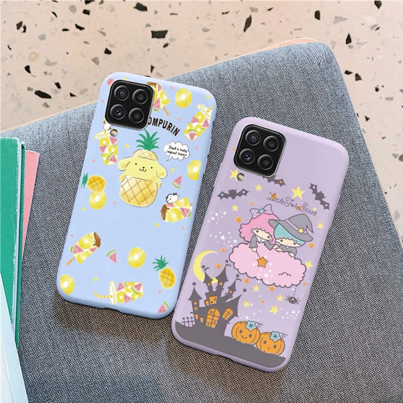 Чехол для Samsung Galaxy A12 M12 милые силиконовые чехлы с помпоном Kuromi Melody фиолетовые