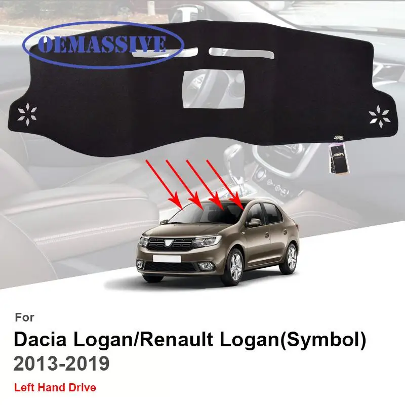 

Внутренняя крышка приборной панели автомобиля OEMASSIVE для Dacia Renault Logan 2 2012-2019, символ Renault, коврик для приборной панели, коврик, подушка
