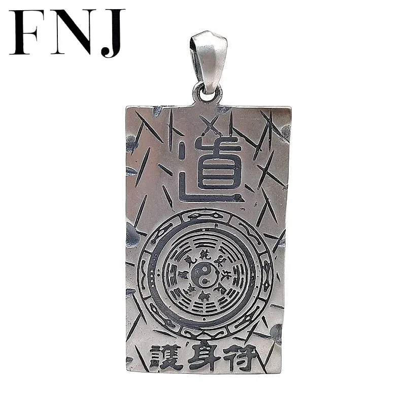 

FNJ Buddha Flat Rectangle Pendant 990 Silver Original Pure S990 Sterling Silver Pendants for Jewelry Making Women