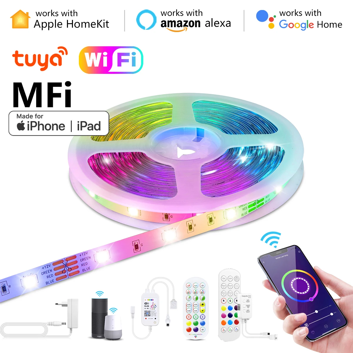 Сертифицированная MFI Светодиодная лента Homekit App RGB WiFi освесветильник в комнатная