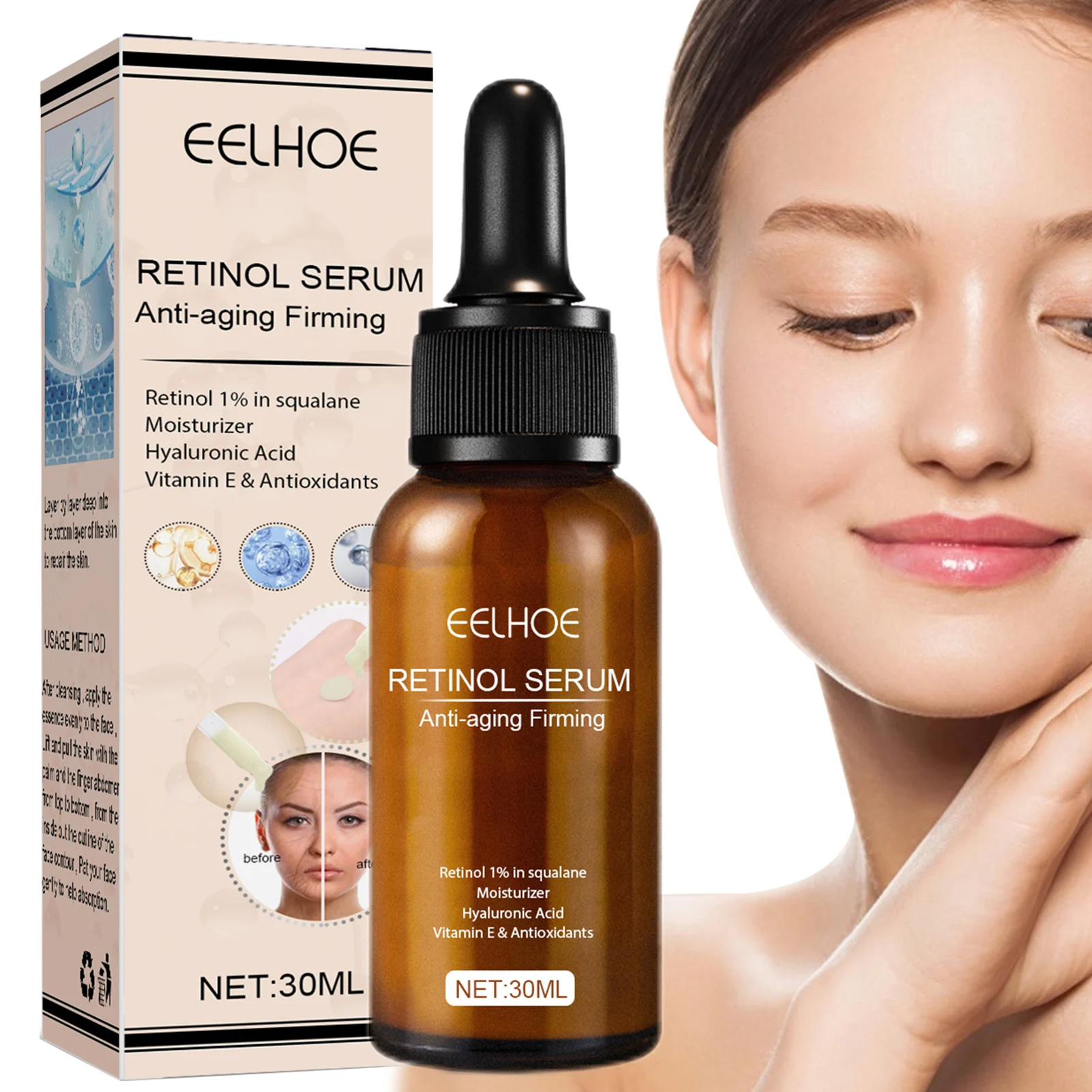 

Serums For Face Anti-Aging Facial Essence Vitamin A Face And Neck Serums For Wrinkles Lines Skin Care Products For Women 30ml