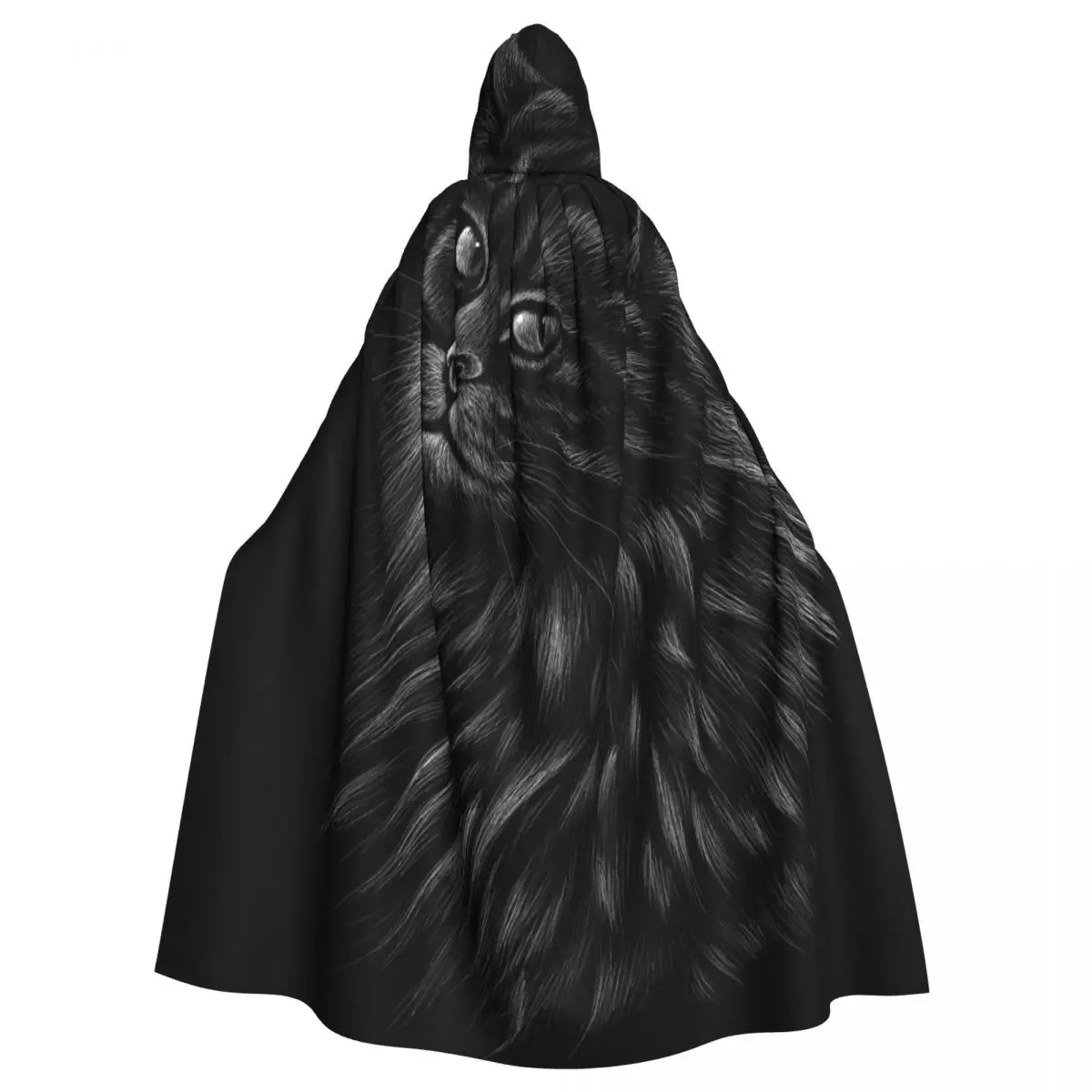 

Длинная накидка, плащ, Милая Черная накидка с капюшоном и головой кошки, пальто, осенние толстовки
