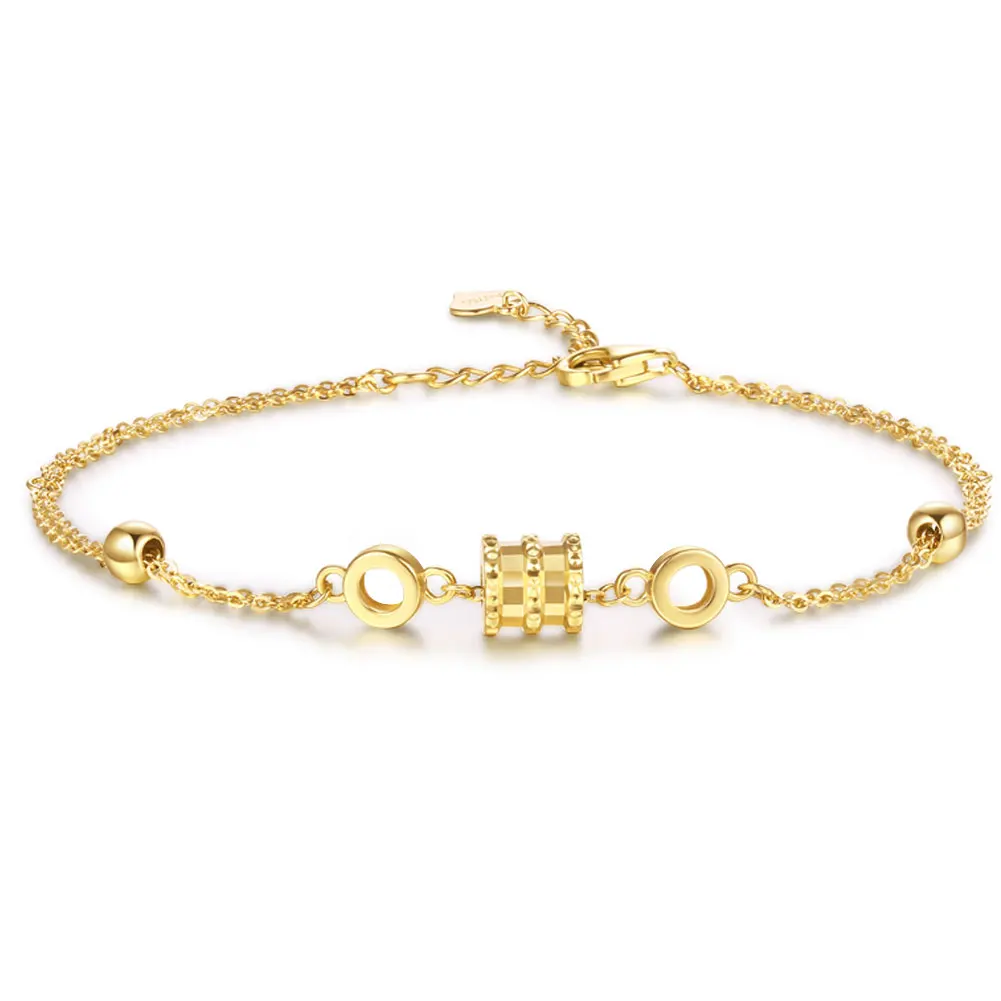 Женский однотонный браслет из 18-каратного золота тонкая Регулируемая цепочка на