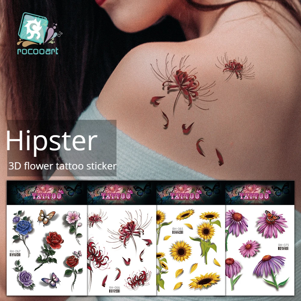 

Wholesale Of New Waterproof Tattoo Colored Flowers Disposable Temporary Tattoos Stickers Size:105*150mm