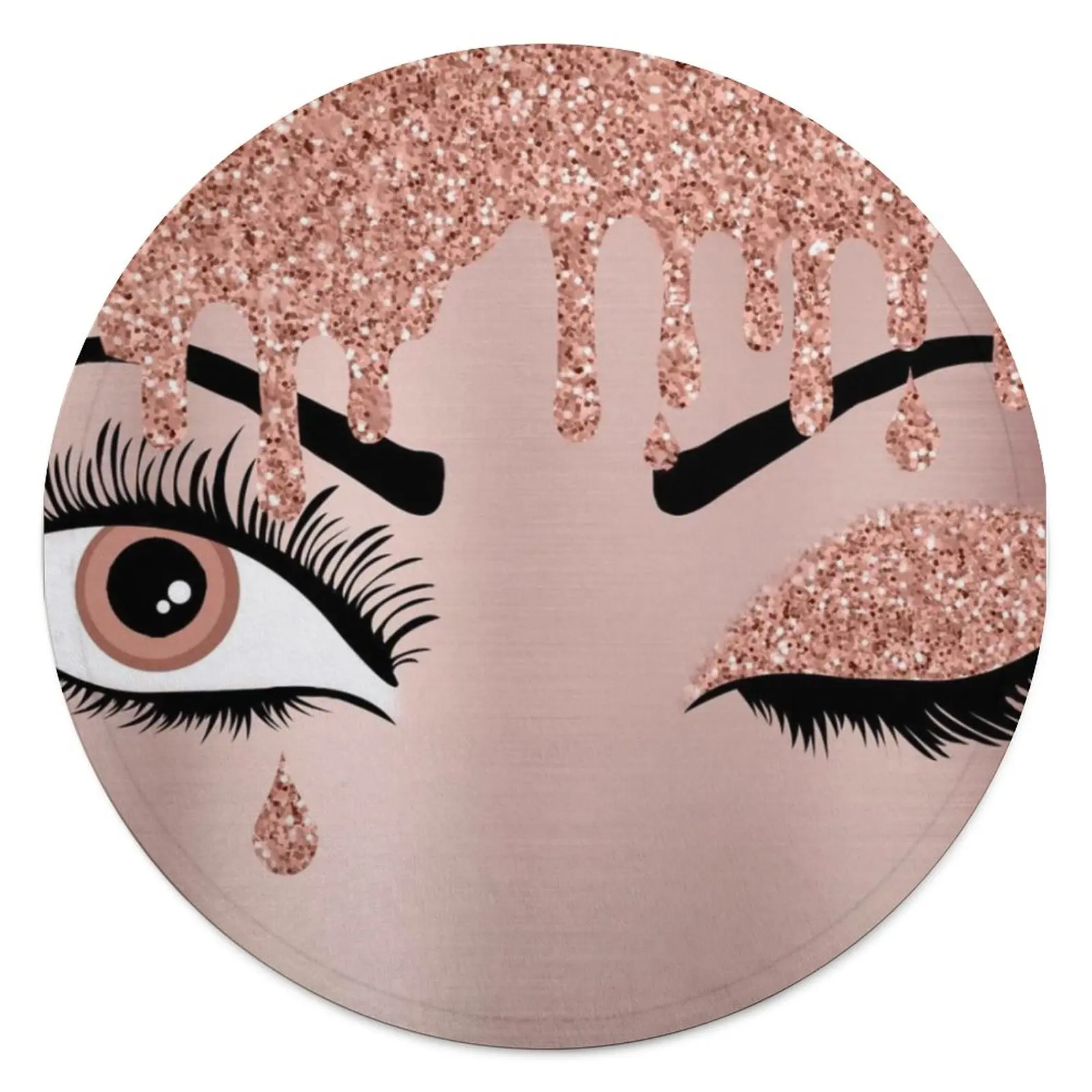 

Розовое, розовое, Золотое одеяло с блестками и капающими ресницами, красочное круглое Флисовое одеяло для макияжа, мягкое модное покрывало