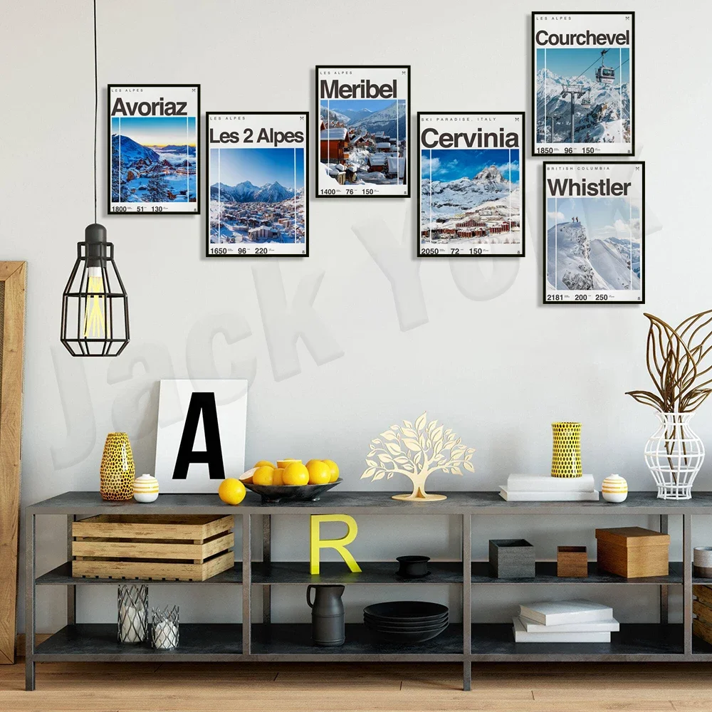 Фото Meribel лыжи, Avoriaz, Courchevel Франция лыжи, Cervinia Италия, Канада свистлер лыжный курорт рай плакат, Альпы, сноуборд №2