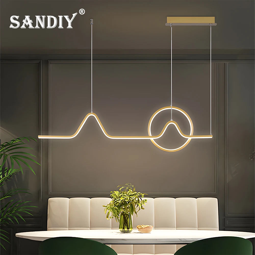 

SANDIY Modern Minimalist Chandelier Dimmable Led Pendant Lamp Ceiling Hanging Light for Kitchen Bar Dining Room Lighting Fixture