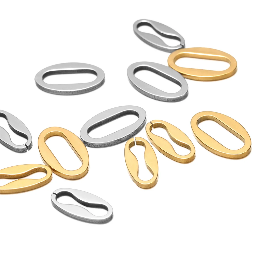 20pcs Stainless Steel PVD Gold Color Oval Charms Earring Findings Necklace Components DIY Jewelry Making Accessories Supplies