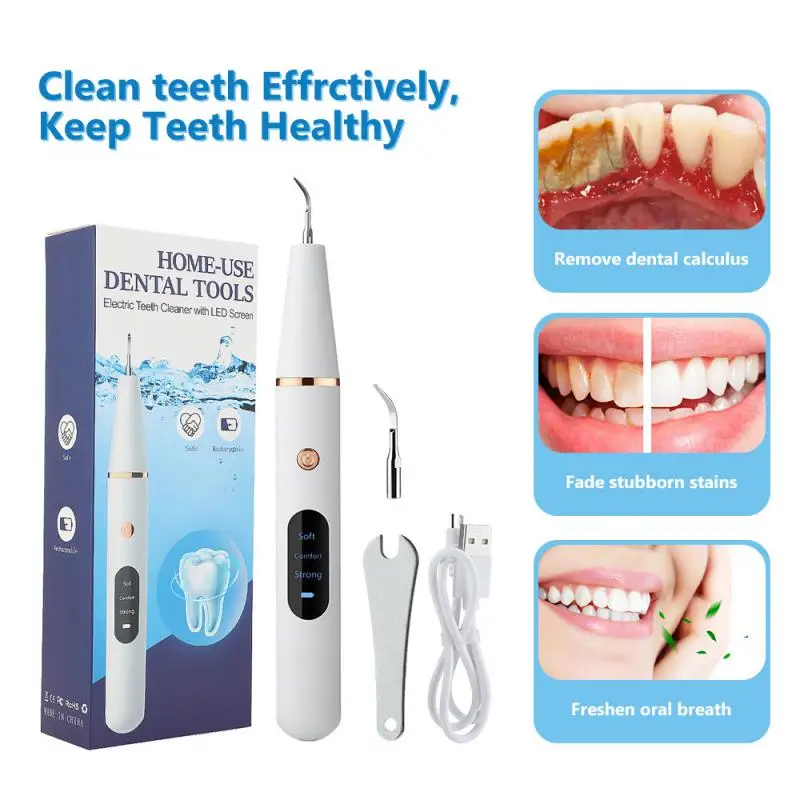 

1SET New Ultrasonic Electric Tooth Cleaner Portable To Remove Calculus Tartar Two-in-one Tooth Cleaner Oral Irrigator Hygiene