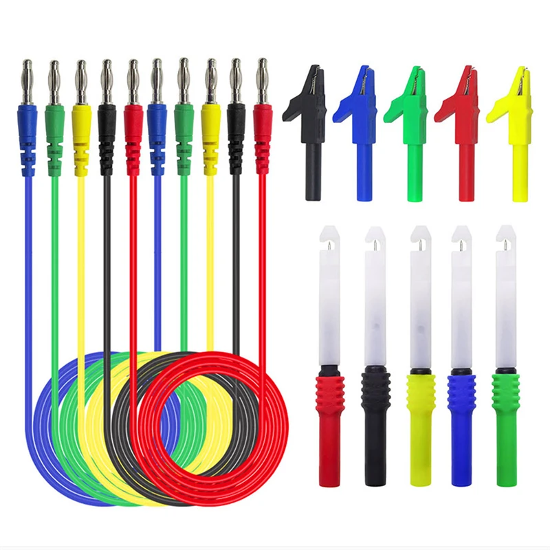 

Hot Cleqee P1043B Multimeter Test Leads Kit Safety Piercing Probe 4mm Banana Plug Needle Alligator Clips Automotive Tool Set