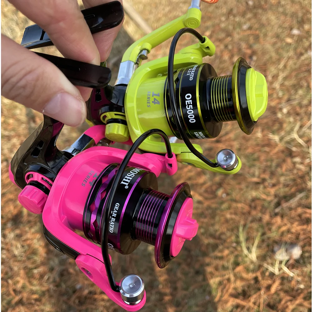 

Pink/green Spinning Wheel Gear Ratio 5.2:1 Saltwater Fishing Reel 2000 3000 4000 5000 6000 7000 Series Sea Lure Fishing
