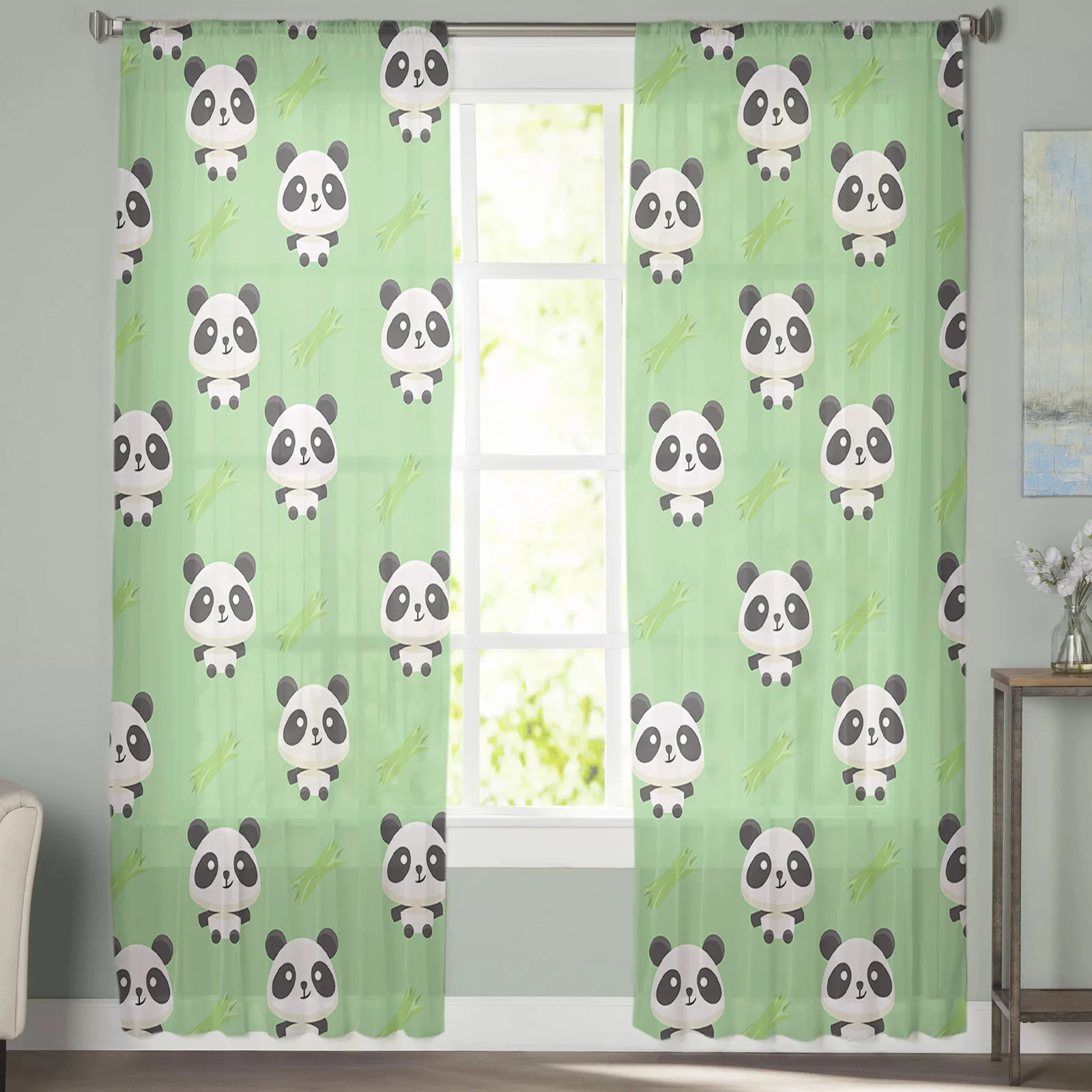 Мягкие бамбуковые шторы в виде панды прозрачные Занавески для гостиной зала