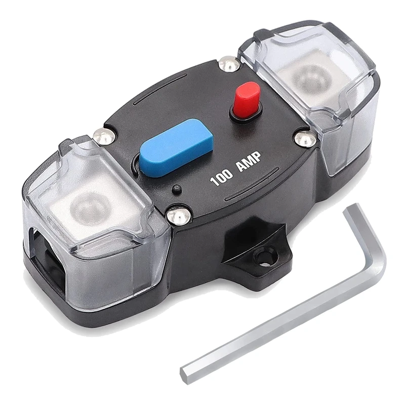

12-48V DC Circuit Breaker With Manual Reset, 0-8 Gauge Trolling Car Stereo Audio Inline Fuse For Car Rv Marine