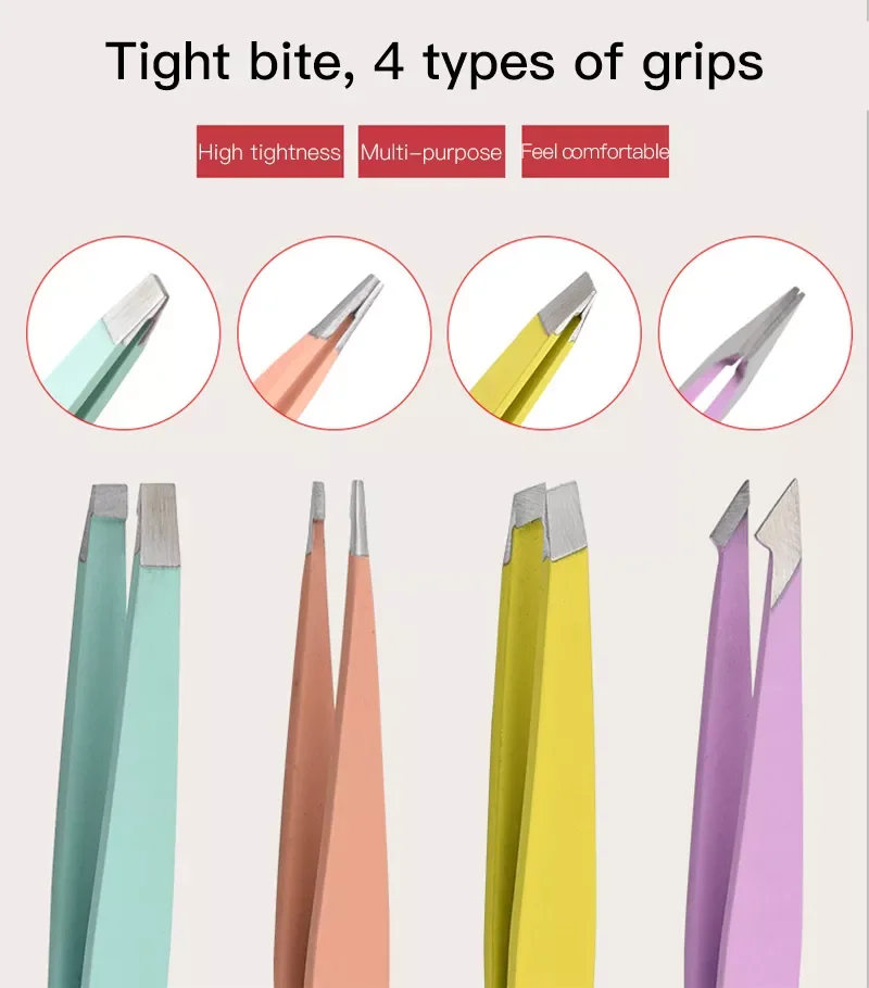 

Mini Stainless Steel Eyebrow Pliers Color Flat&Oblique Mouth Eyebrow Clip Solid Color Hook Mouth Eyebrow Clip Make Up Tools