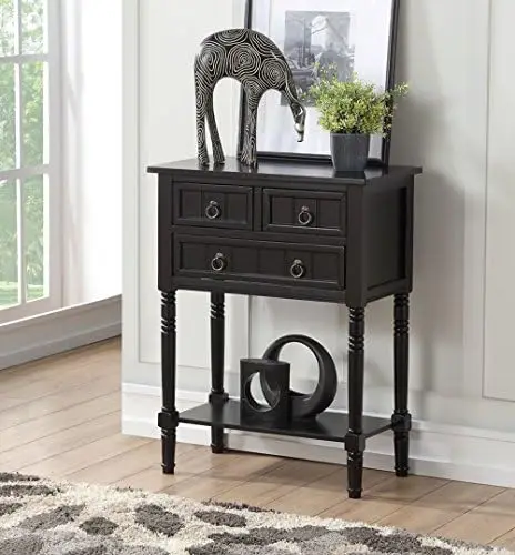 

3 Drawer Hall Table with Shelf, Wirebrush Light Gray