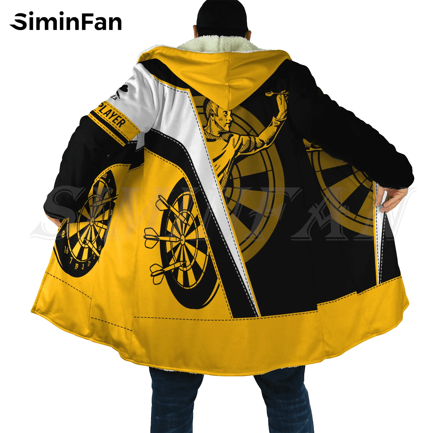 Мужская зимняя теплая фланелевая куртка с капюшоном и 3D-принтом