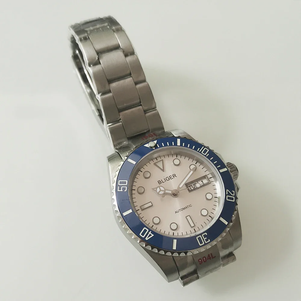 Механические часы 40 мм с сапфировым стеклом автоматические мужские черный белый