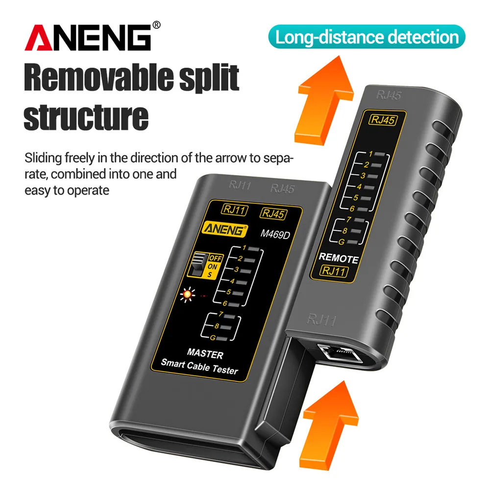 Тестер сетевого кабеля ANENG M469D тестер RJ45 RJ11 RJ12 CAT5 UTP lan сетевой инструмент для