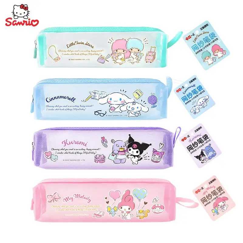 

Милые аксессуары Sanrio Cinnamoroll Kuromi My Melody мультяшная сумка для хранения Милая Студенческая Сетчатая Сумка для карандашей канцелярская коробка ...