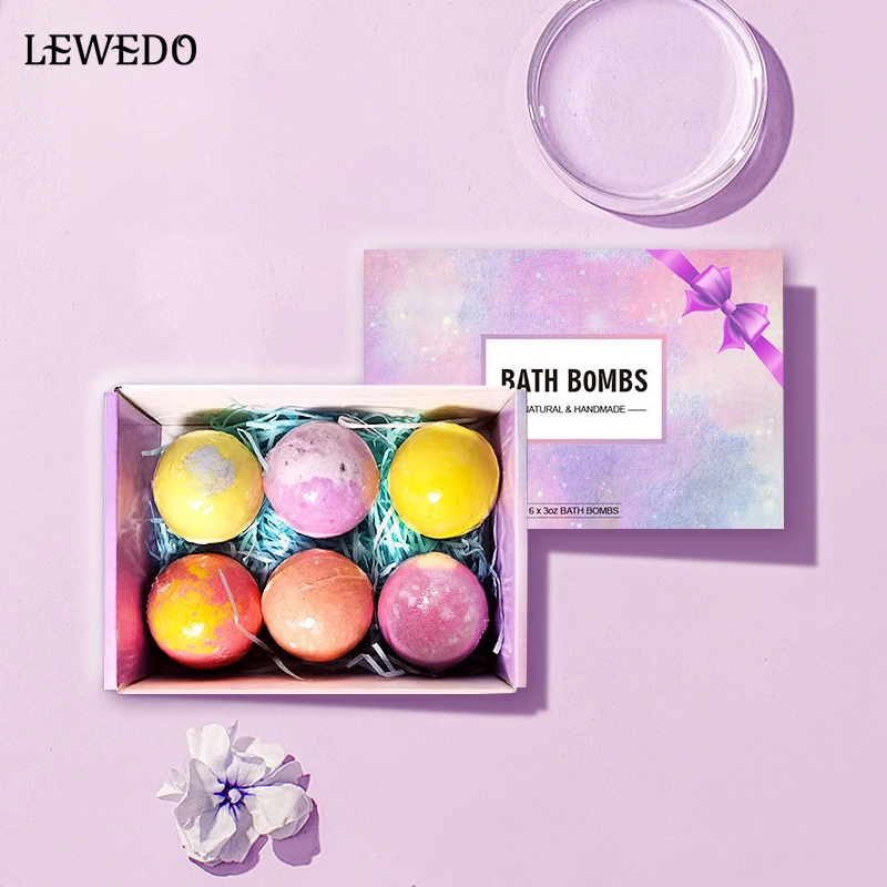 

LEWEDO 6Pcs/Set Bath Bombs Gentle Skin Care Moisturizing Exfoliating Deep Sea Salt Pedicure Spa Bath Silky Delicate Shower Salts