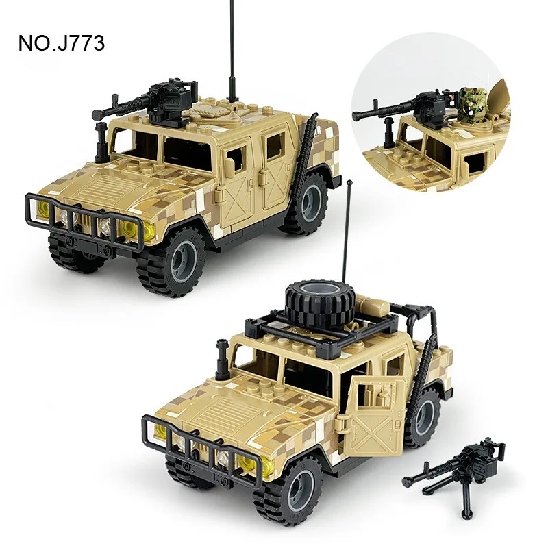 SLUBAN WW2 Военный джип Humvee Jeep H1 армия друзья автомобиль форма король строительные