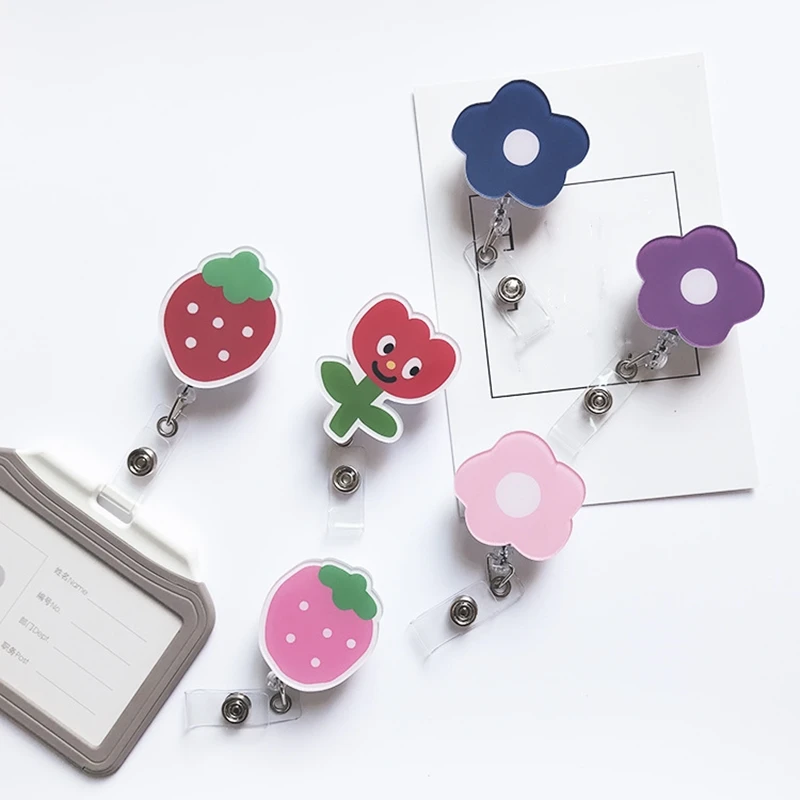 

Cartoon Flower Retractable Badge Reel Doctor Nurse Student Worker ID Card Display Badge Holder Accessories Business Supplies