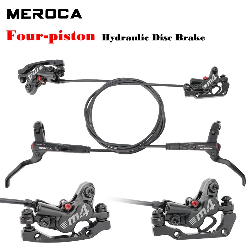 

MEROCA MT420 MTB Brake Bicycle Hydraulic 800/1400mm Bike Oil Brake 160mm Disc Brake Four-piston Front Right/Left Rear Brake