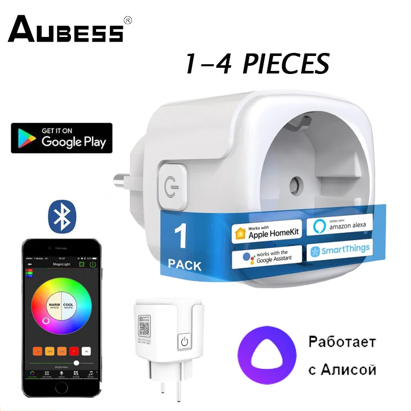 

Tuya WiFi Smart Plug 16A EU Socket Tuya Smart Life APP Work With Alice Alexa Google Assistant Voice Control Timing For Homekit