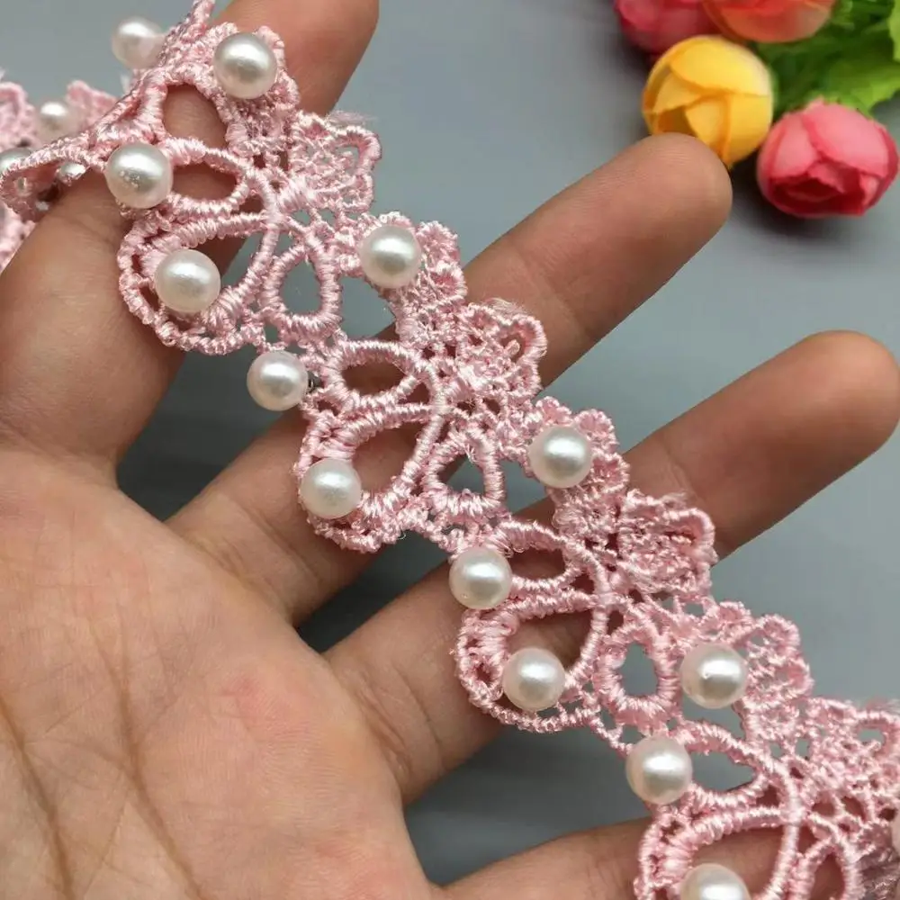 

Кружевная лента с 3D отделкой, кружевной воротник с розовым жемчугом и бисером, материалы для свадебного платья в африканском стиле, 2 ярда