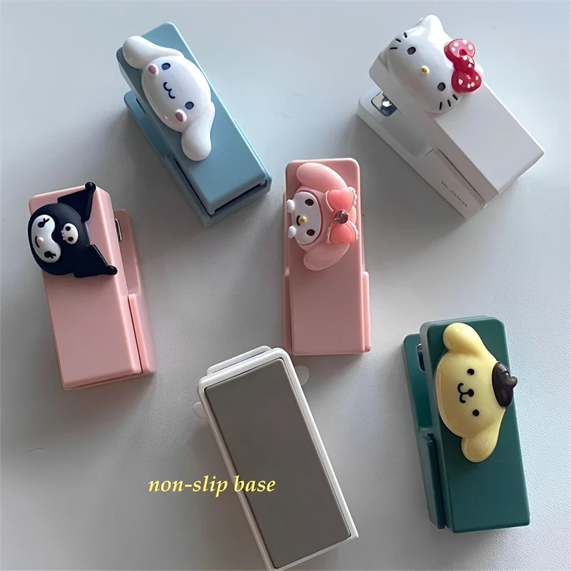 Sanrio Kawaii Hello Kitty Stapler My Melody Cinnamoroll Cartoon Stationery Mini Portable Student Book Binder Office Supplies images - 6