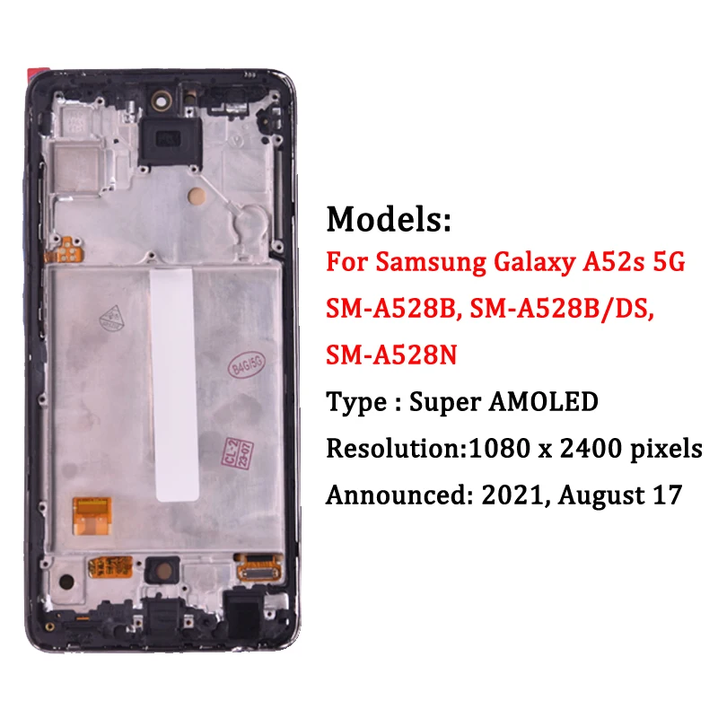 ЖК-дисплей Super AMOLED 6 5 дюйма для Samsung A52s A528 дисплей с сенсорным экраном дигитайзер
