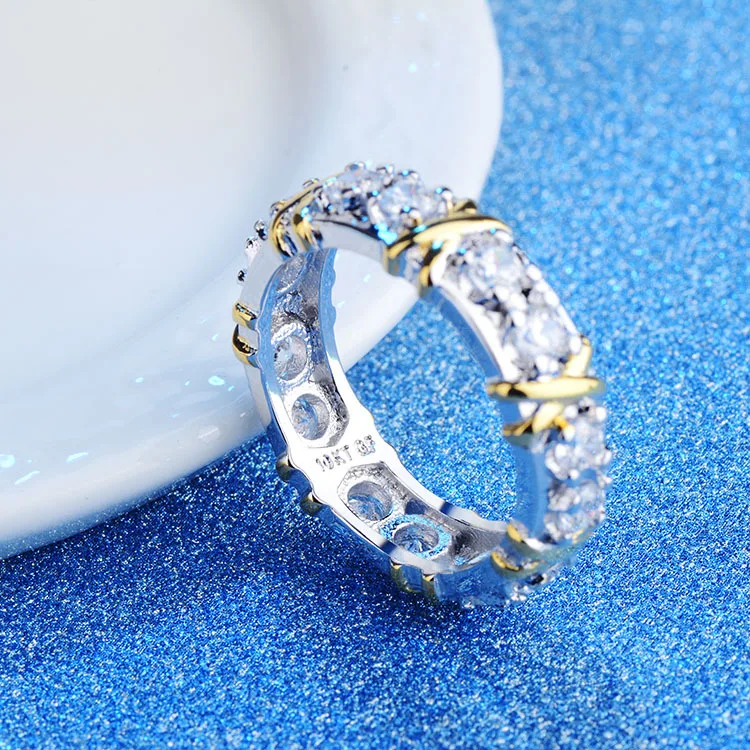 Кольцо из стерлингового серебра 925 пробы с покрытием белого золота 10 карат