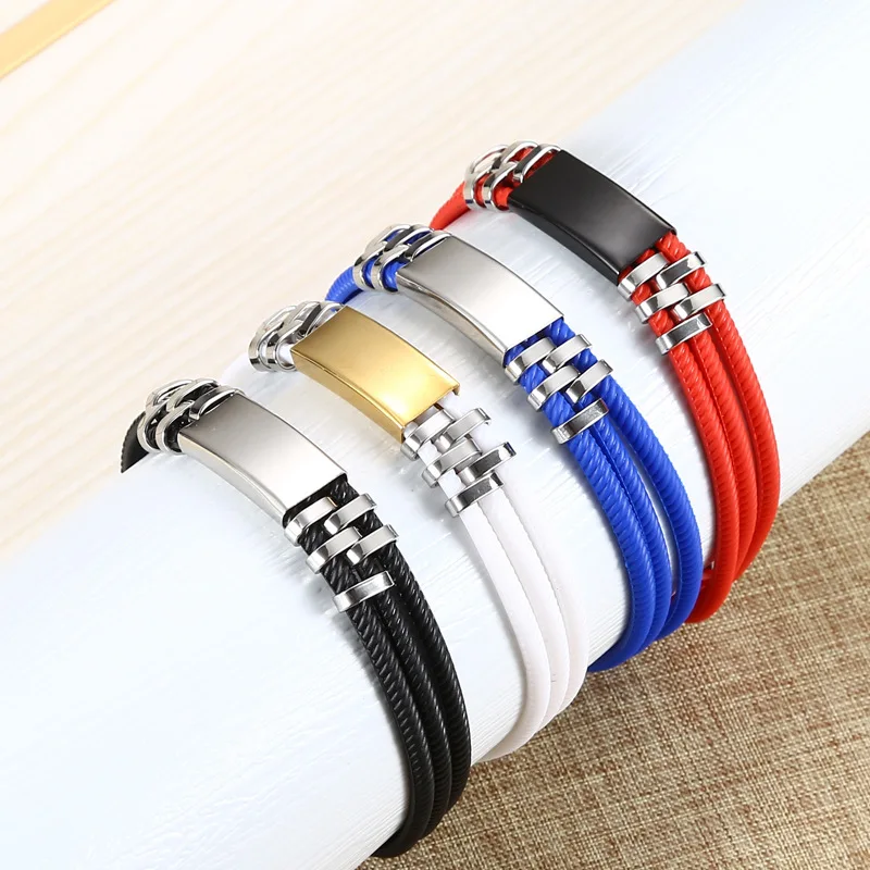 

Personalized Custom Name Engrave Bracelet Rope Chain Customized Stainless Steel Bracelets For Women Men Id Bracelet