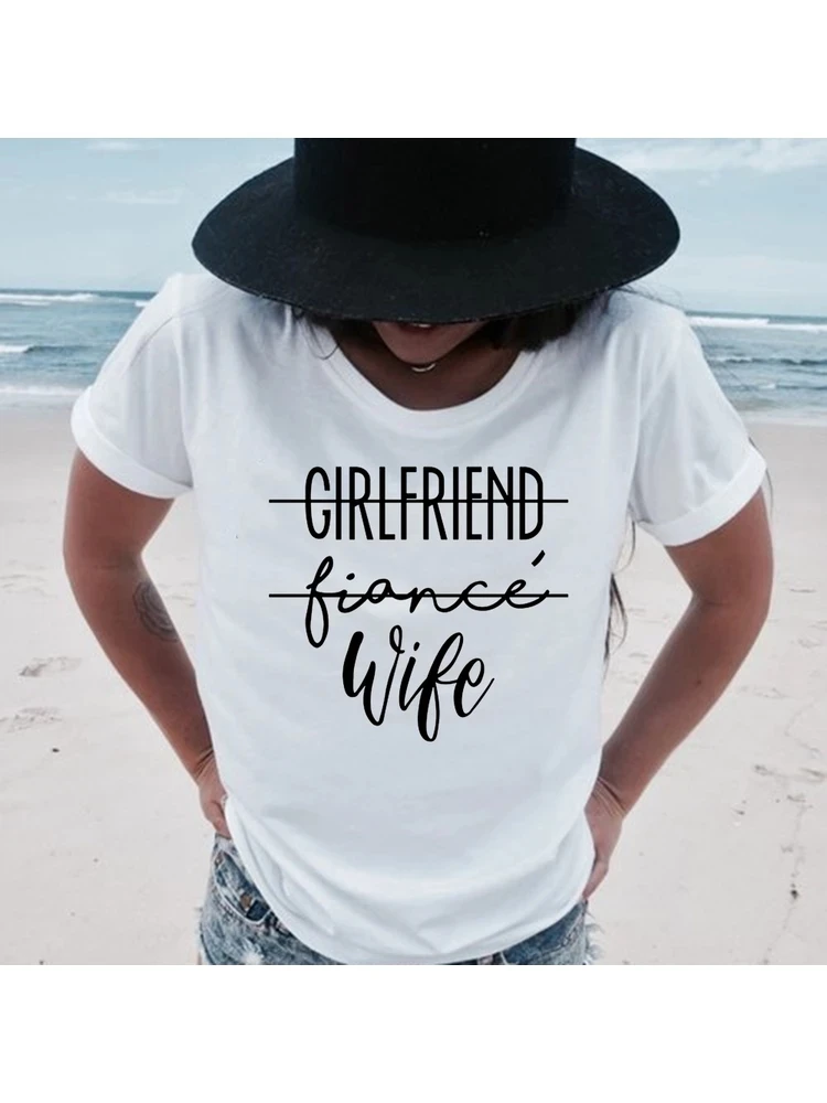 

Girlfriend Fiance Wife T-Shirt Future Mrs Tumblr Tee Engagement Gift Fiance Shirt Bachelorette Party Tops Trendy Casual Tshirts