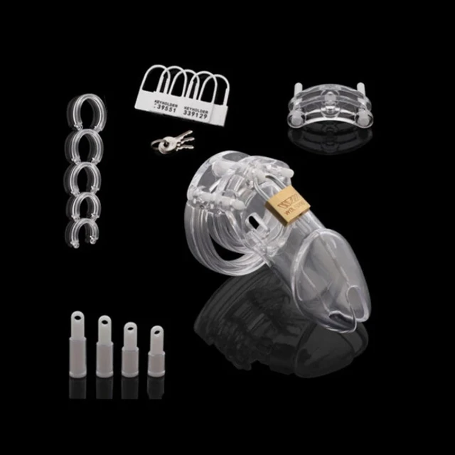 5 Size Male Chastity Cage Device Small/Standard Cock Cage with Rings Erotics Urethral Brass Lock Locking Sex Toys for Men Adults 2