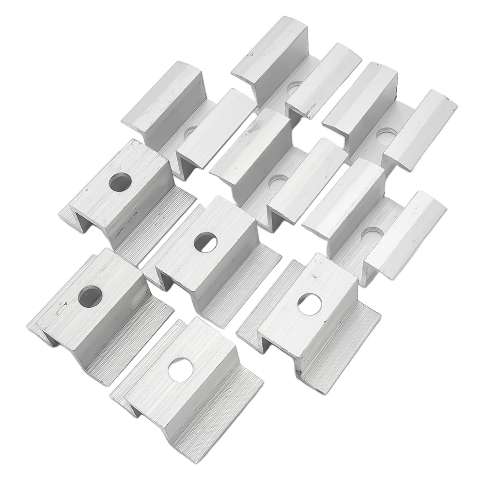 

Brand New Solar Middle Clamp 10Pcs Connecting Solar Panel For Frame Height 25-50mm Replacement Silver Spare Parts