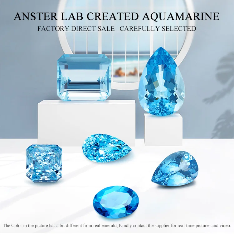 

Zhanhao Manufacturer Wholesale Gemstone Lot Loose Gemstone Beads Lab Grown Aquamarine Pear Cut Crystal Stone Diamond
