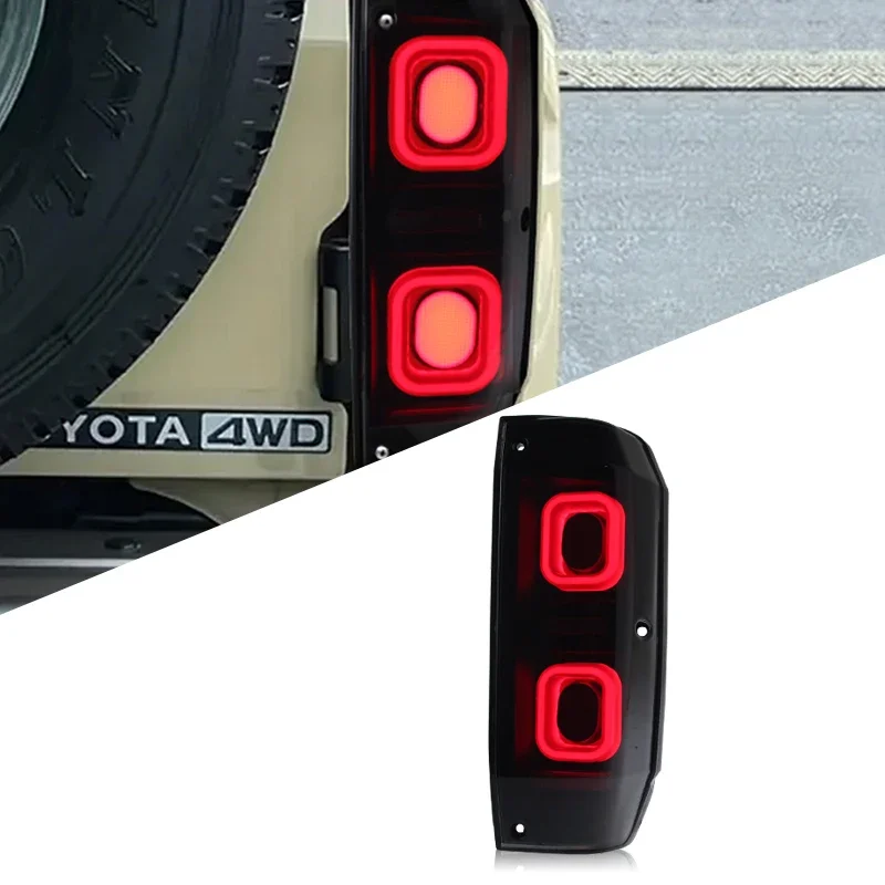 Фото Автомобильные светодиодные задние фонари, аксессуары для Toyota Land Cruiser LC70/71 1984-2023, автоматический задний противотуманный фонарь DRL, стоп-сигнал поворота Plug and Play №3