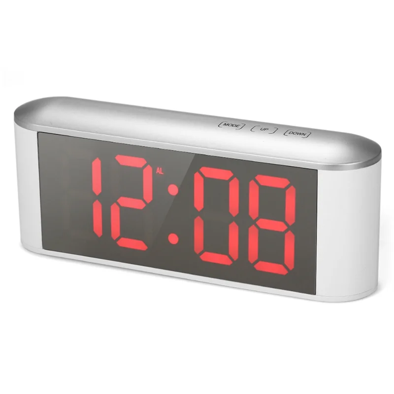 

Alarm Clock for Bedroom,Digital Clock Large Display, 3 Levels Brightness, for Home Bedroom Decor-White Shell Red Word