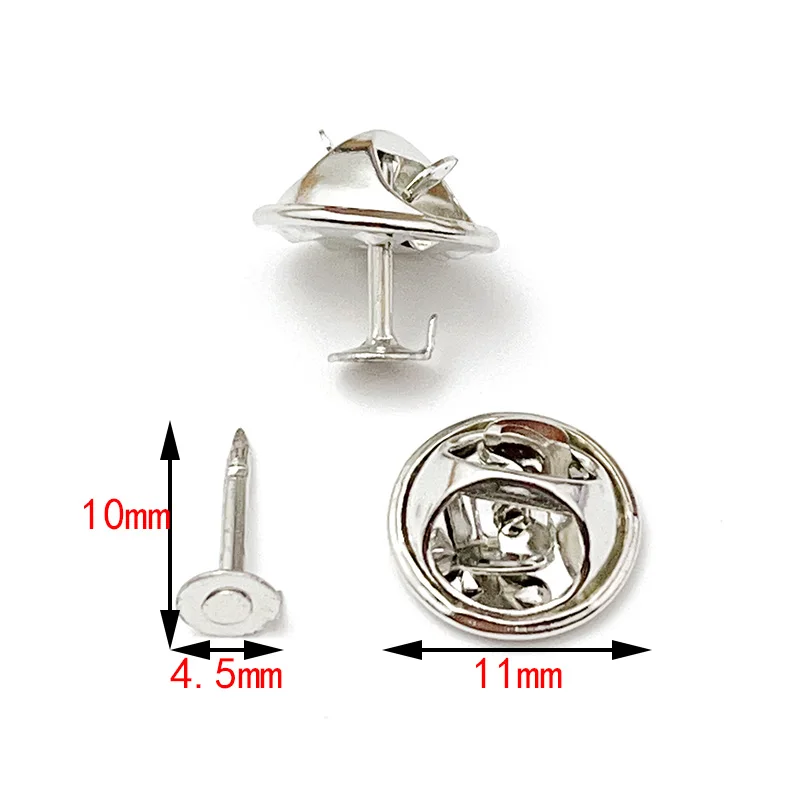 120Pcs Copper Flat Head Needle Butterfly Cap Buckle Small Brooches Pin Base Horse Needle Stand Badge Medal Back Buckle Wholesale
