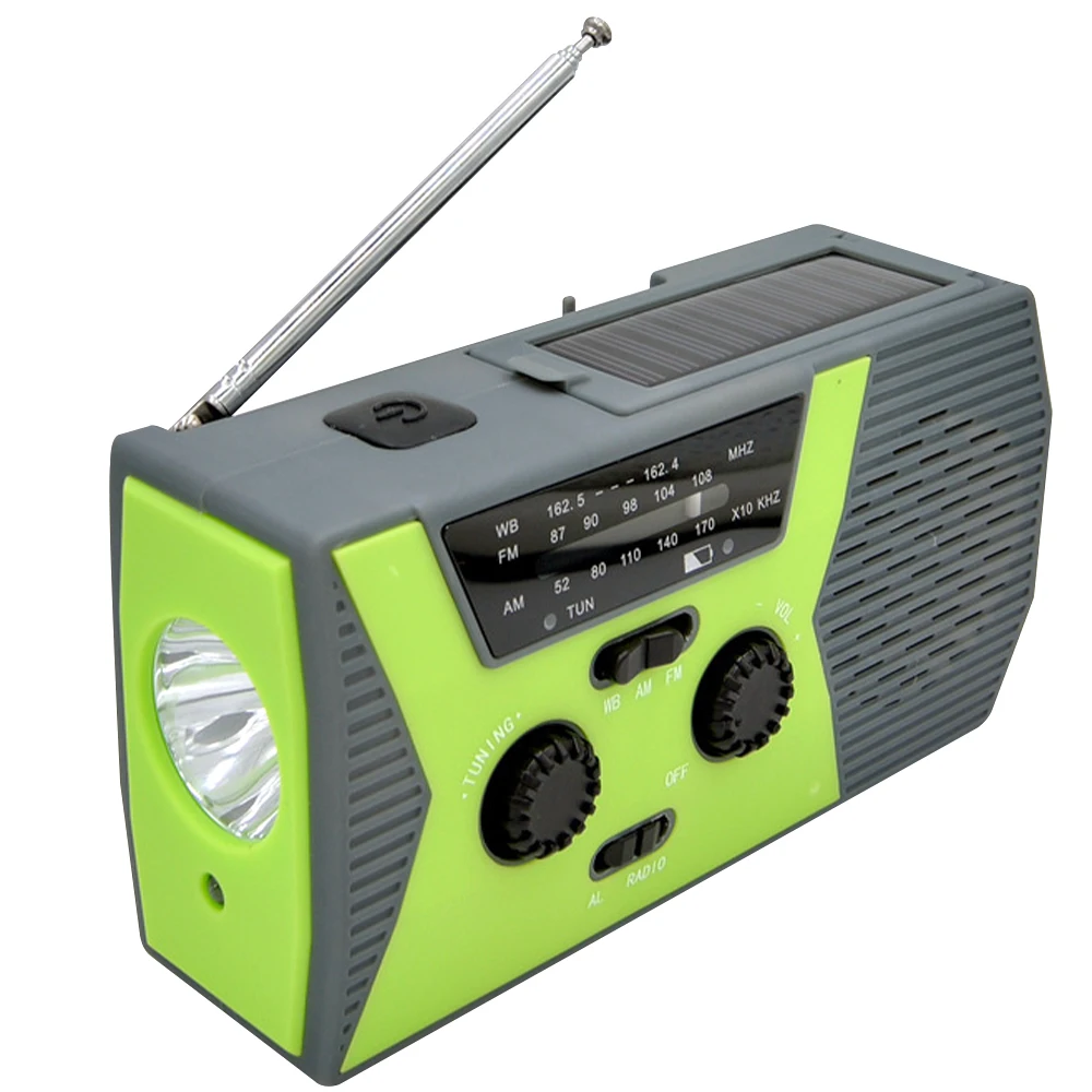 

Portable Radio Solar Hand Crank Radio AM/FM/WB/NOAA Weather Radio Emergency Reading Lamp Flashlight SOS Alert 2000mAh Power Bank