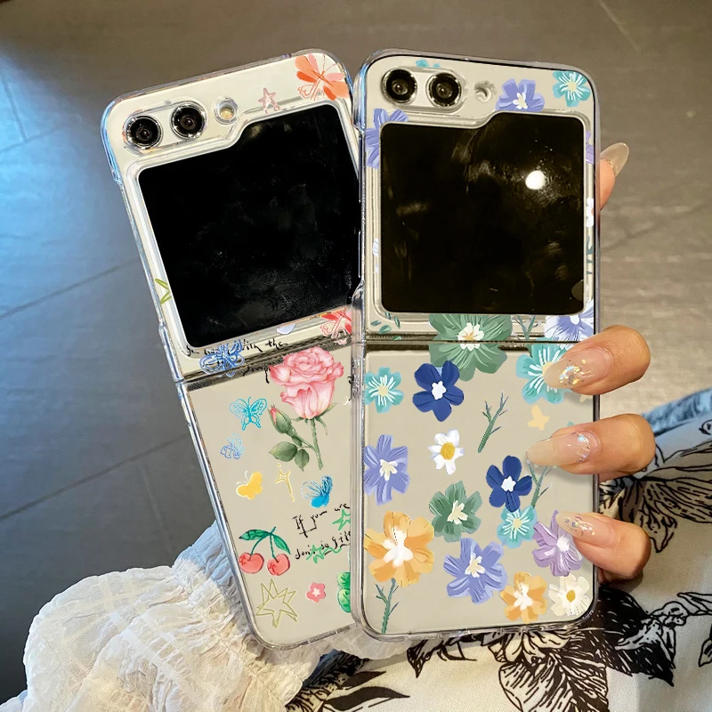 Чехол с цветочным рисунком для Samsung Galaxy Z Flip 4 5 6 3 |