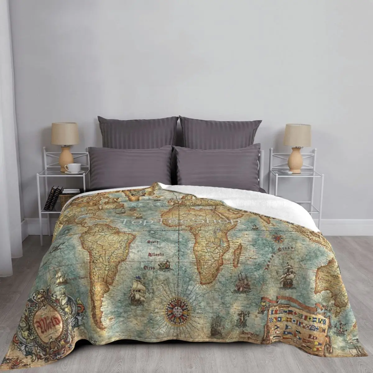 Старая карта мира под старину старинный Атлас винтажные карты подарки одеяло