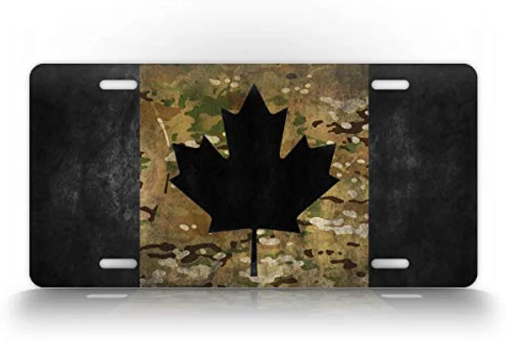 

Canada Flag Camo License Plate Maple Leaf Black & Camo Canadian Auto Tag-Wall Decoration Metal Wall Sign