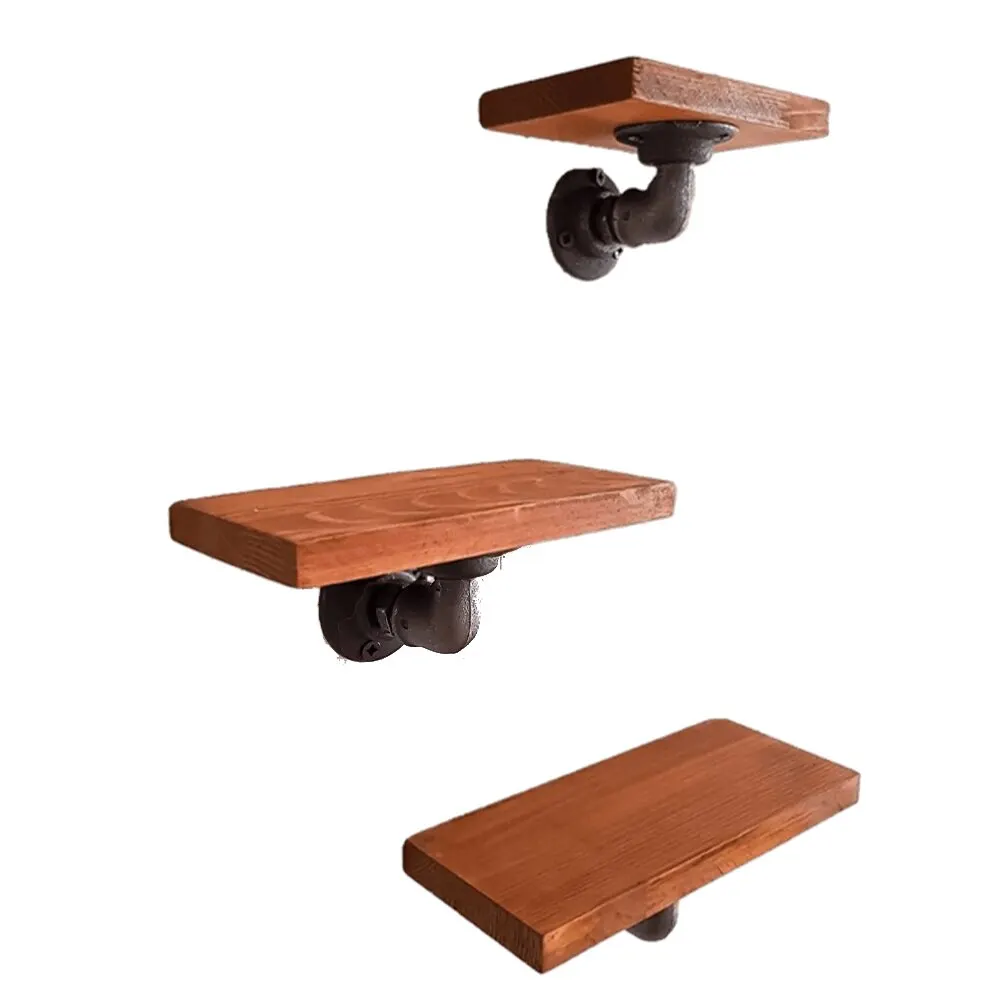 

Industrial Tubular Wall Shelf - Decorative Wall Shelf with 3 Solid Pine Shelves