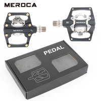 meroca mtb mountain bike self locking pedals flat pedals aluminum alloy du bearing spd pedals platform to cleats anti slippedals