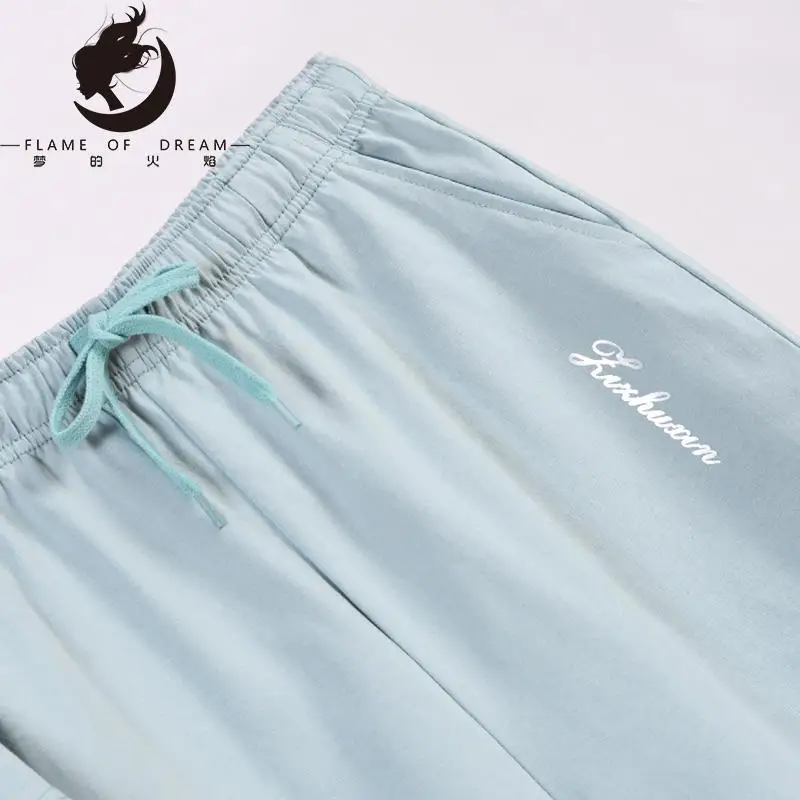 Flame Of Dream Spring And Summer Pajamas Cotton Home Pants Men's Pajamas  Can Wear Outside Large Pajamas Home Shorts  22855