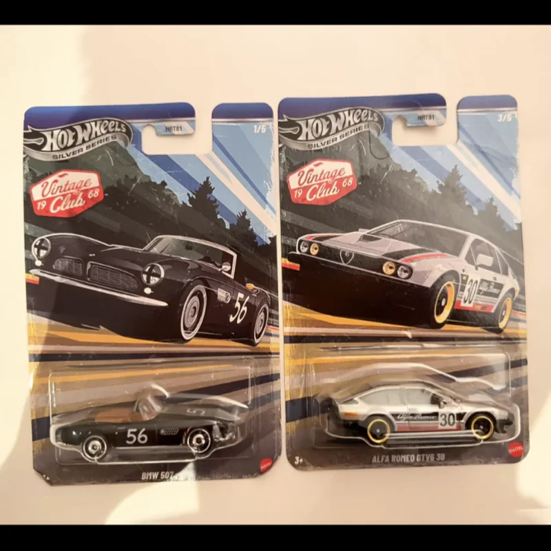 Фото Коллекционная модель гоночного автомобиля Hot Wheels Diecast - серия Silver HRT81, винтажный ретро-классический BMW 507, Porsche 356 для коллекционеров №1