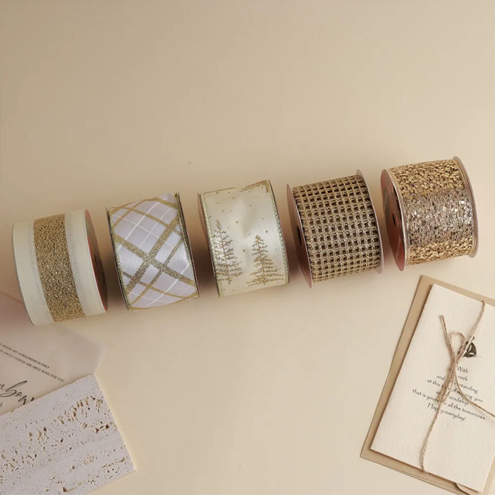 Новогодние ленты 10 ярдов имитация конопли материал золотого банта проводные